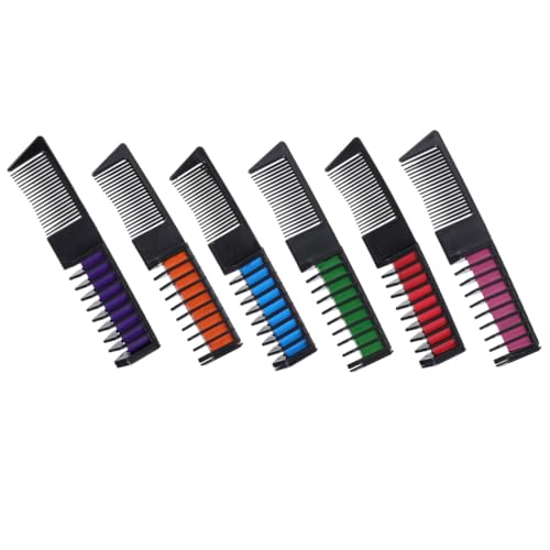 WEKADRIN Set de 6 Tizas Cabello Peines para Teñir Colores Lavables y No Dañinos Adecuado para Salón Halloween y Fiestas Kit de Peluquería para Cambio Temporal de Look