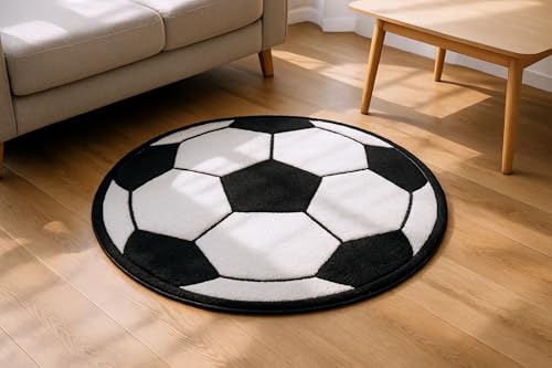 Furnish my Place Soccer Round Play Area Rugs for Kids | Round Shaped | Kindergarten Classrooms and Playrooms | Contemporary | Multicolor | (Soccer 3'3
