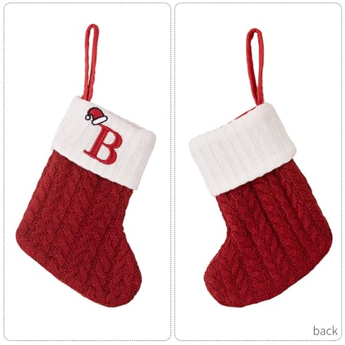 Putentfun Nikolausstrumpf Personalisiert mit Buchstaben Weihnachtsstrümpfe 20 cm Bestickter Nikolausstrumpf Christmas Stockings Weiß Bündchen Kamin hängende Ornamente Geschenkhalter für Weihnachtsbaum