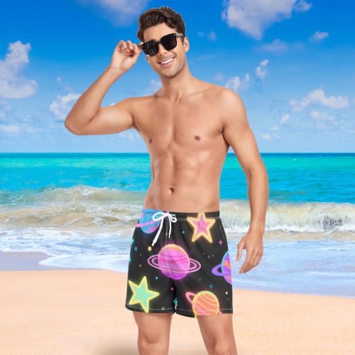Pantalones cortos de playa para hombre con estrellas de colores fluorescentes de secado rápido 7