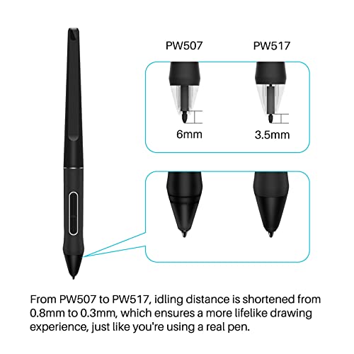 Pluma digital PW517 para tablet, con sensibilidad de presión de 8192 niveles, compatible con Kamvas 13/22/12, GS1562/GS1161/GT2202, color negro miniatura 7