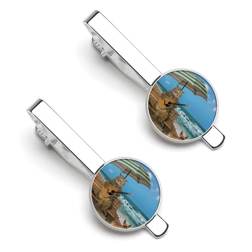 ネクタイピン 2枚セット 砂浜 海 猫 傘 ギター チワワ タイクリップ おしゃれ お洒落 衣装アクセサリー ビジネス 日常仕事 結婚式 冠婚 記念日 卒業式 入学式 プレゼント