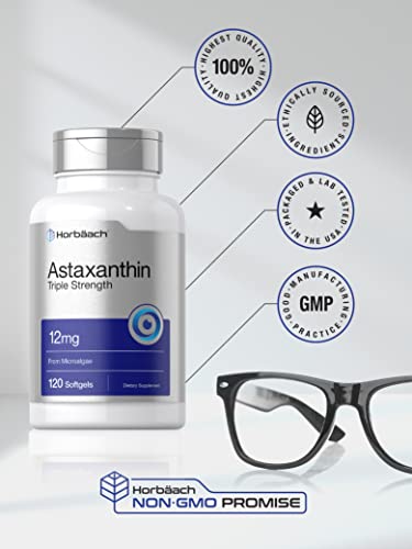Astaxanthin 12Mg | 120 Softgels | Triple Strength | Non-Gmo & Gluten Free Supplement | By Horbaach #TOP4