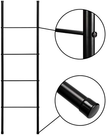 BEJOY Field 4-Layer Metal Towel Ladder, Standing Towel Rack, Wall-Leaning Display Stand, Bathroom Decoration, Black