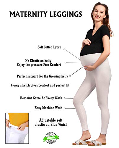Image of Women's Cotton Lycra Over The Belly Maternity Leggings for Pregnant Women for Pre & Post Pregnancy