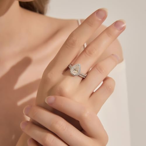 Image of Moissanite Wedding Ring Sets for Women Bridal Ring Set D Color VVS1 Different Cut Engagement Rings S925 Sterling Silver Promise Rings for Wife