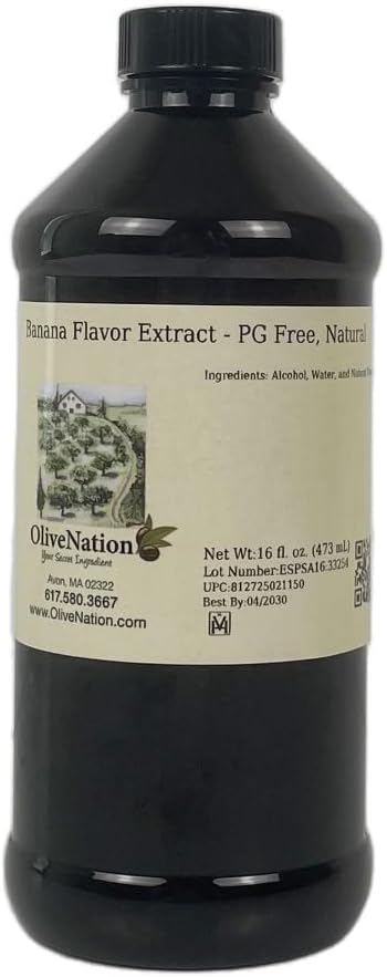 OliveNation Banana Extract from Natural Flavors for Baked Goods, Beverages, Breads, Fillings, Sugar Free, Non-GMO, Gluten Free, Kosher, Vegan - 16 oz