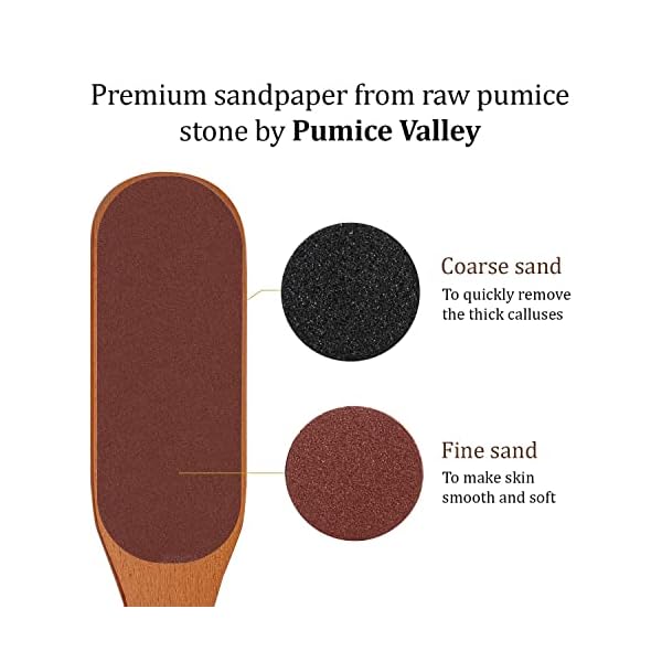 Pumice Stone Foot File - Wooden Pedicure Feet Scrubber with Handle for Callus, Dry, and Dead Skin Removal - Heel Scraper for Feet, Hands, and Body - Foot Filer for Use in Shower - Image 4