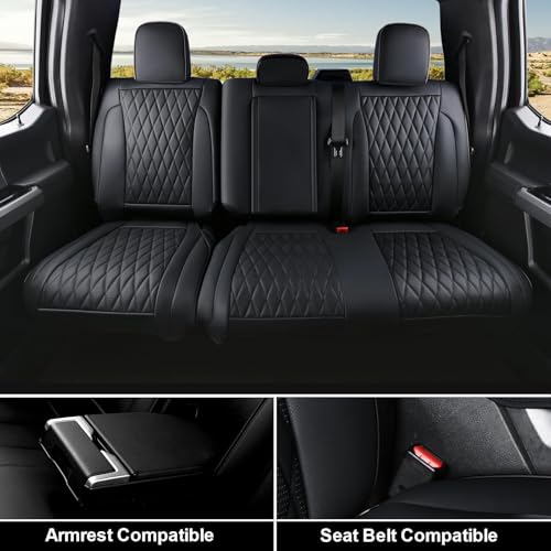 Coverado Leather Seat Covers Full Set Fit for Ford F150 F250 F350 F450, Waterproof Ford F150 Truck Seat Covers Fit for 2015-2025 F150 and 2017-2025 F250 F350 F450 (Black) by Coverado - Used condition - Image 4