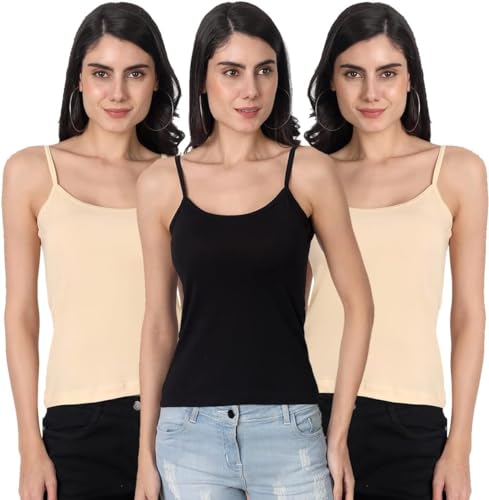 Image of Aimly Women's Cotton Regular Fit Camisole Slip Pack of 3