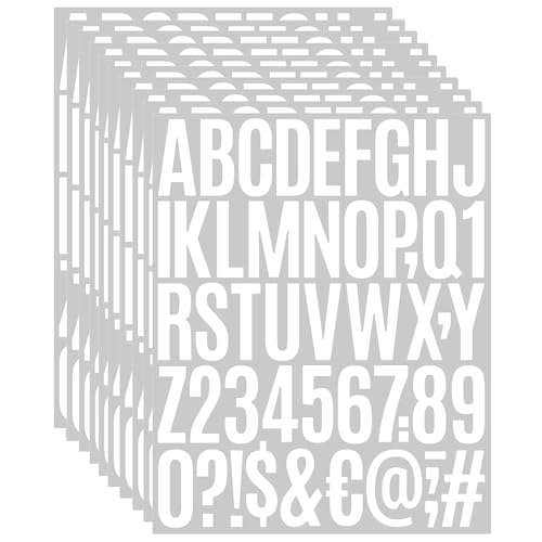8 Sheets 2 Inch Large Vinyl Letter & Number Stickers Self-Adhesive Alphabet Mailbox Numbers & Symbols for Bulletin Boards Crafts Windows Doors Classroom & Home Decor(White)