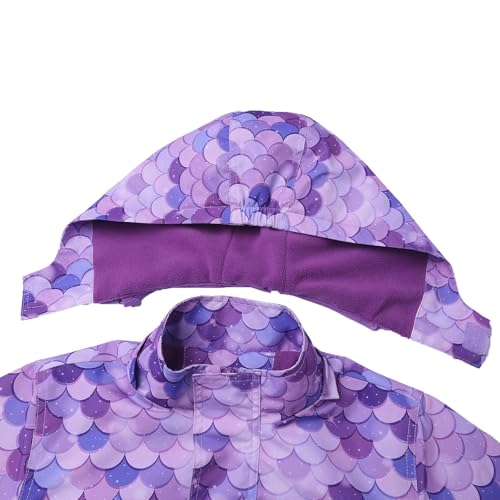 Image of MGEOY Boys Girls Rain Jacket Lightweight Waterproof Hooded Fleece Lined Raincoat Windbreakers for Kids