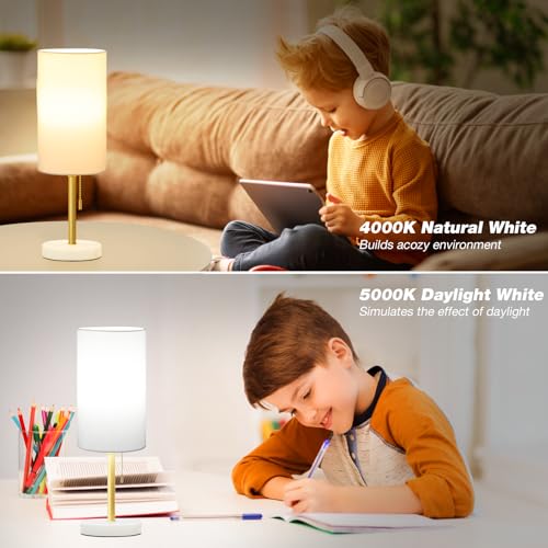 Image of Dicoool 17 inch Bedside Table Lamp for Bedroom, Marble Desk Lamp with USB Ports
