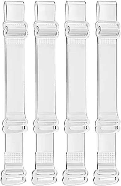 RClear Bra Straps, 2 Pairs Invisible Bra Straps Non-slip Transparent Bra Straps 12 MM Thin TPU Straps Dance Bra Clear Straps Adjustable Clear Shoulder Straps Replacement for Women