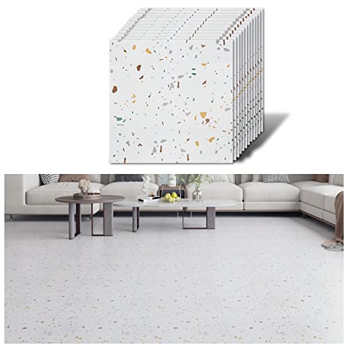 VEELIKE Suelo Vinilo Autoadhesivo Efecto Granito Blanco VinilosCocina Azulejos Vinilo Suelo...