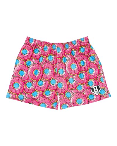 Baseball Lifestyle 101 Donut Youth Mesh Shorts Strawberry 5 in Inseam Side Pockets Elastic Waist Size YS
