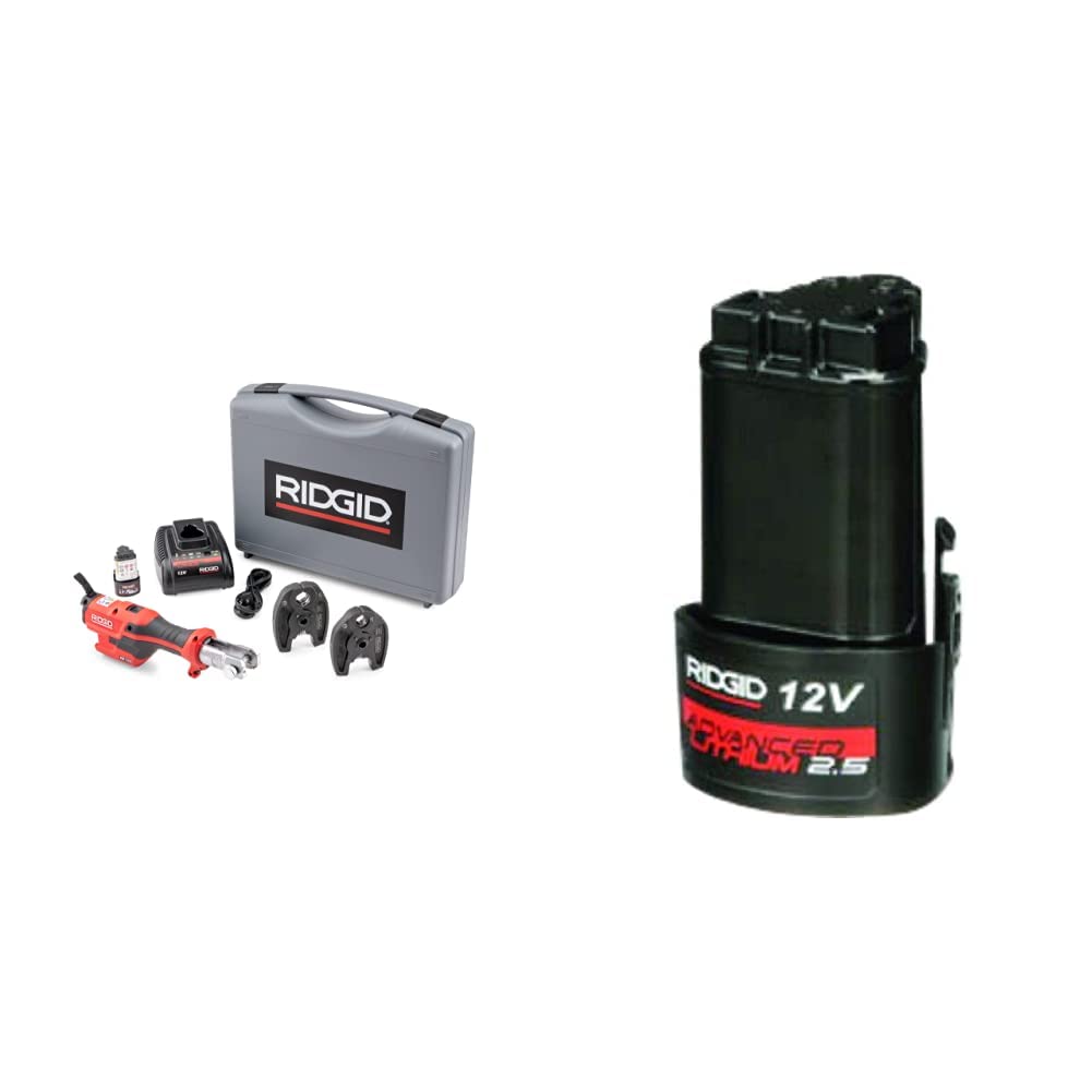 Photo 1 of RIDGID 72553, RP 115 Mini Press Tool Kit with 1/2" - 3/4" ProPress Jaws and Carrying Case & 55183 12V Li-Ion Battery