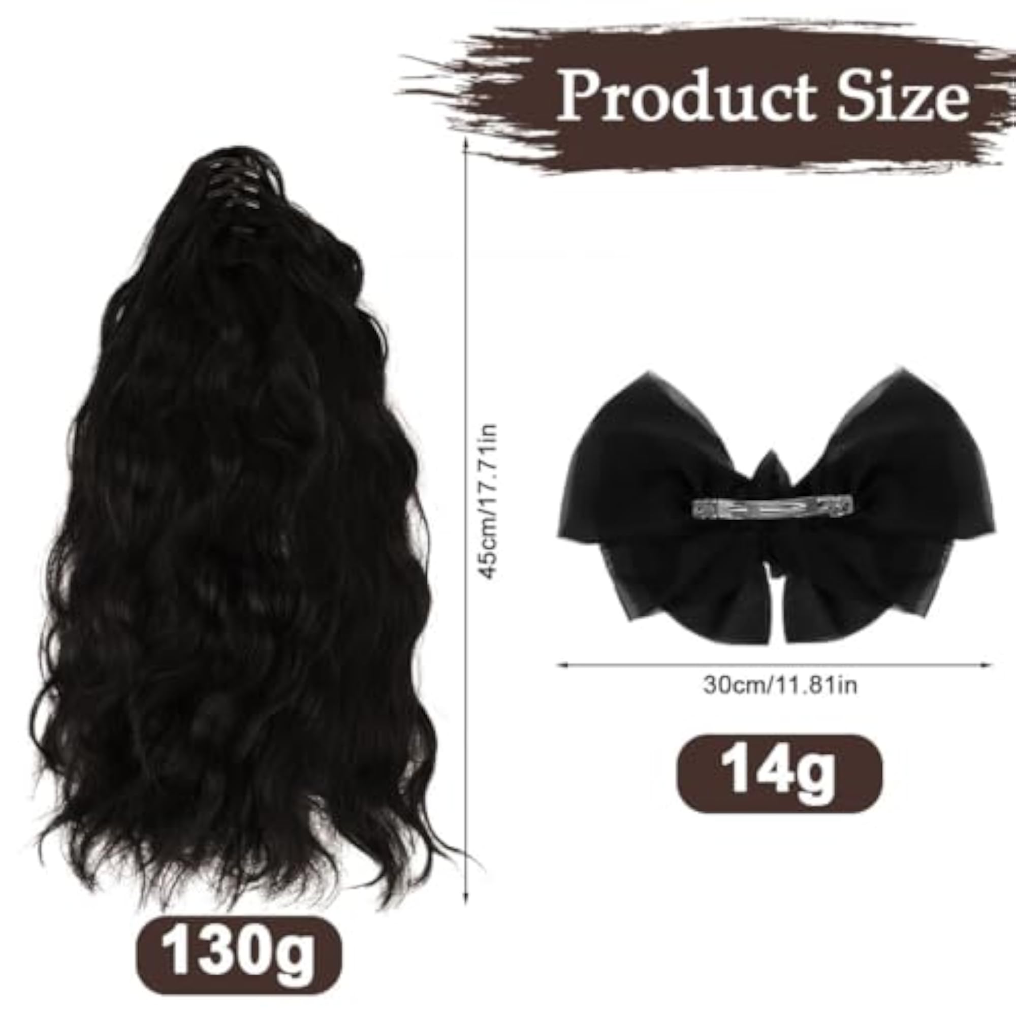 Wavy Ponytail Hair Extension, Black, 16-18 Inch