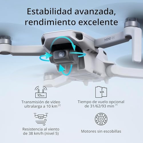 DJI Mini 4K con accesorios, dron con cámara 4K UHD, menos de 249 g, estabilización mediante cardán de 3 ejes, transmisión de vídeo a 10 km, retorno automático, resistencia al viento, C0, QuickShots - imagen 5