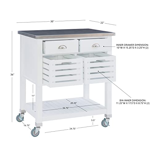 Linon Hudson White Kitchen Cart, #TOP1