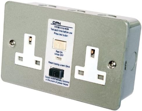 SMR13A/030 Metalclad 2 Gang Unswitched 13A 30mA RCD Socket