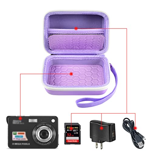 Carrying & Protective Case For Digital Camera, Abergbest 21 Mega Pixels 2.7" Lcd Rechargeable Hd/Kodak Pixpro/Canon Powershot Elph 180/190 / Sony Dscw800 / Dscw830 Cameras For Travel - Purple #TOP1