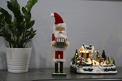 Wooden Craft Santa with Date Christmas Handmade Nutcracker Decoration Traditional Collective Nutcrackers 14 inches (Santa - TN3808)