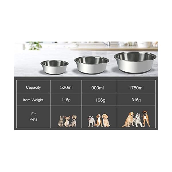 Pet Feeding Bowl Stainless Steel Dog Food Bowls Cat Water Bowls Heavyweight with Non-Slip Rubber Bottom for Large Medium Dogs Cats Medium (900ml) Pet Feeding Bowl Stainless Steel Dog Food Bowls Cat Water Bowls Heavyweight with Non-Slip Rubber Bottom for Large Medium Dogs Cats Medium (900ml)