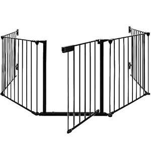 Traphekje Kinderhek Opvouwbaar, 5 Stuks Baby Hekje, 300×75,5×2,5cm (Zwart)