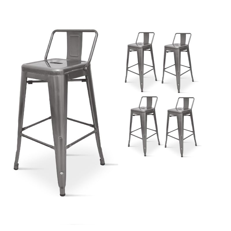 Kosmi - Lot de 4 tabourets de Bar en métal Brut avec...