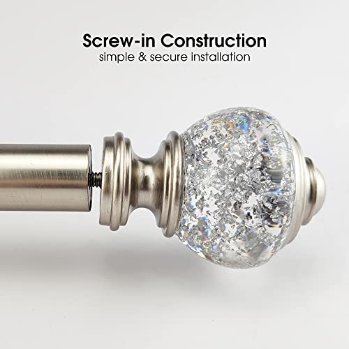 Ilaisihome Decorative Curtain Rod Finials, Polyresin Round Silver Foiled Clear Finials thumb #3