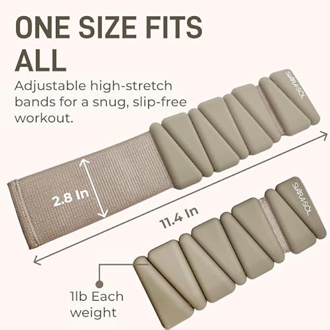 Wrist and Ankle Weights for Women and Men, Ankle Weights 1lb Each | 2 pack Wrist Weights for Women Adjustable Silicone Fitness Accessories | 2lb Weights Set, Home Workout