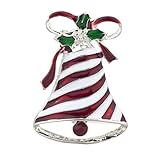 Lux Accessories Silvertone Christmas X-mas Holiday Bell Ribbon Enamel Brooch