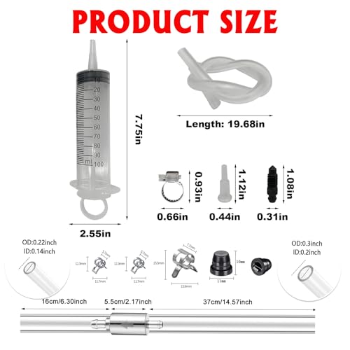 Tayfeim Brake Bleed Kit Hydraulic Disc Clutch Bleeding Tool with 100ml Syringe 50cm Hose One Way Check Valve for Motorcycle Car Repair - Thumbnail 2