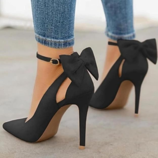 Mujeres Puntiagudos Altos Tacones Altos Tacones Tacones Delgados Damas Sexy Bombas para Damas Hebilla Correa Femenina Moda Bowknot Zapatos 37-40EU