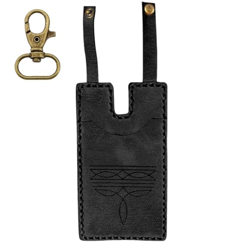 Western Boot Wallet with Snap Strap, 2025 Fashion West Leather Slim Wallet for man, Handcrafted Leather Boot Credit Card Holder Case for Women, Small Minimalist Wallets with Snap Fastening(Black)