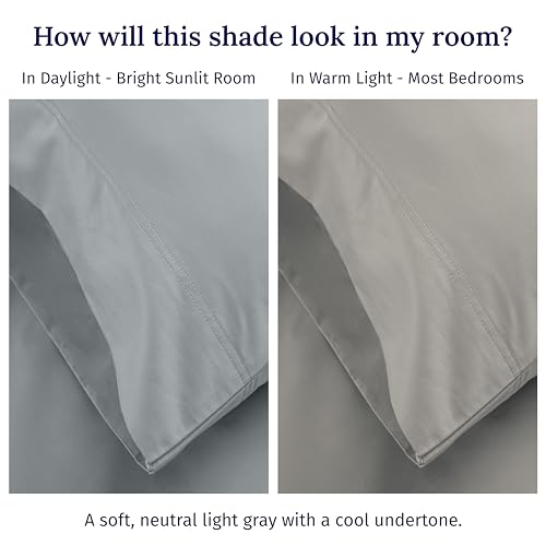 California Design Den - Luxury Full Size Sheet Set - 100% Cotton, 600 Thread Count Deep Pocket Full Size Bed Sheets, Hotel-Quality Cooling Sheets, Sateen Weave - Light Grey