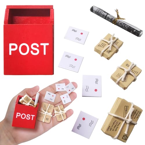 Accesorios para Casa de Muñecas Miniaturas, Juego de Accesorios Jardín en Miniatura Buzón de Correo Periódico Accesorios para Puerta de Gnomo de Navidad, Miniatura Casa de Muñecas Decoración Navidad