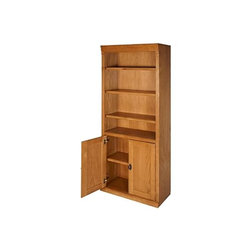 Bowery Hill Transitional Brown Oxford Wood Bookcase With Lower Doors Natural #TOP1