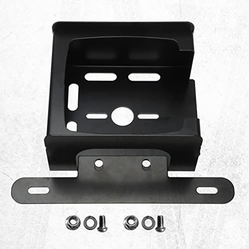 Image of Partsam 1 Set Square Black Trailer Tail Light Mounting Box Left Right and License Plate Bracket Guard Cover Heavy Duty Steel S45C 1045 with Screws for Trailers Under 80 inch Boat Truck Marine Camper RV