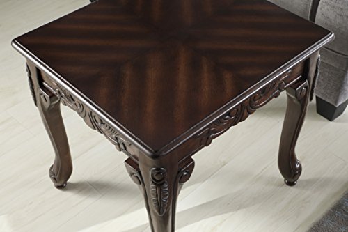 Roundhill Furniture Traditional Ornate Detailing Wood End Table, Dark Cherry