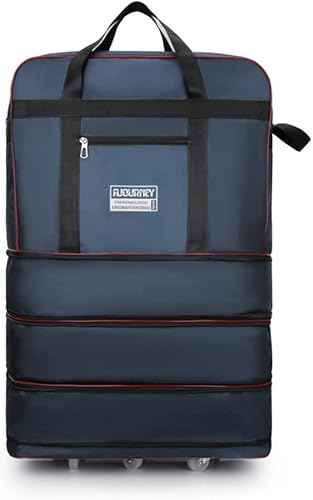 Bolsa de viaje Oxford expandible extra grande con ruedas, impermeable, ligera, plegable, maleta, Azul, Equipaje extensible central rígido con ruedas