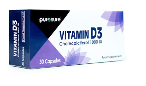 Vitamin D3 1000 IU - 30 Capsules - High Potency, Easy to Swallow Pure Vitamin D Softgel Capsules - Vitamin D3 Supplements Helps Boost Health and Immune System