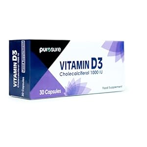 Vitamin D3 1000 IU – 30 Capsules – High Potency, Easy to Swallow Pure Vitamin D Softgel Capsules – Vitamin D3 Supplements Helps Boost Health and Immune System