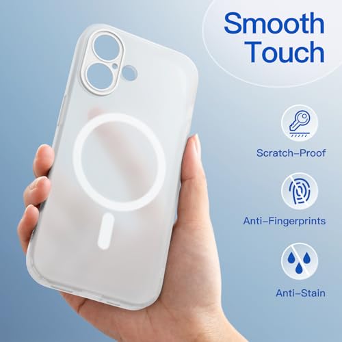 Image of JETech Magnetic Matte Case for iPhone 17, Frosted Clear | Compatible with MagSafe, Translucent Frosted Soft TPU Cover, Anti-Yellowing, Anti-Fingerprint, Shockproof