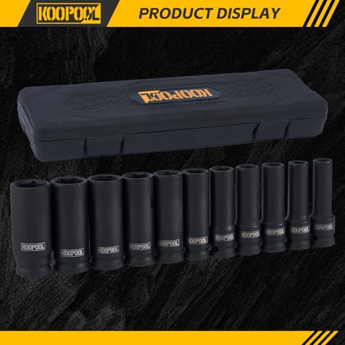 Image of 1 /2-Inch Drive Metric Impact Socket Set, 11-Piece Deep, CR-V Steel, 6-Point, High Torque, 10-24mm Heavy Duty 1 /2 Impact Socket Set for Automotive & Mechanical Use（11pcs 1 /2 inch)