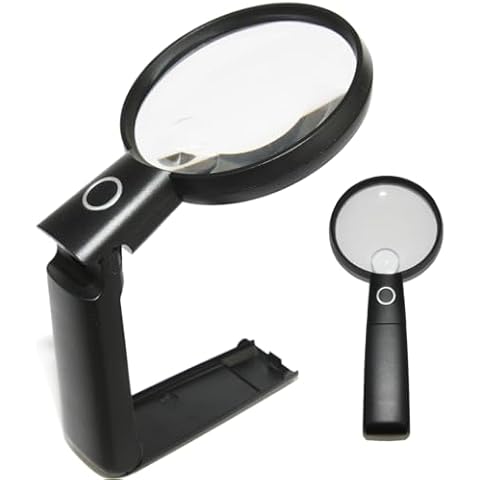 EasY Magnifier Large Magnifying Glass 2X Hands Free with LED Light and Stand; Spot Lens 4X; Lighted Desktop Loupe for Reading Jewelers Magnify Glasses Cover