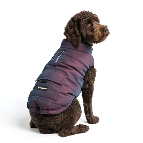 Spark Paws Dog Winter Jacket, Water-Resistant Coat, Warm Reflective Windproof Fleece-Interior, for Medium and Large Dogs - Cosmic - 2XL