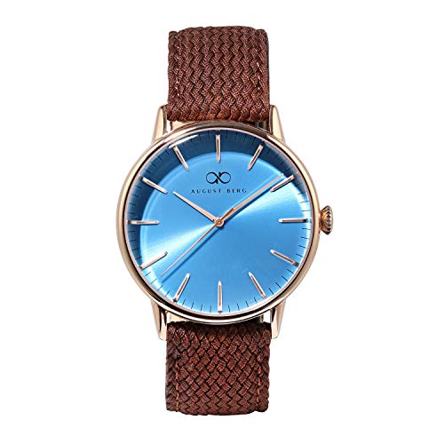 Preisvergleich Produktbild AUGUST BERG Uhr Serenity Sky Blue Dark Brown Perlon 40mm Unisex
