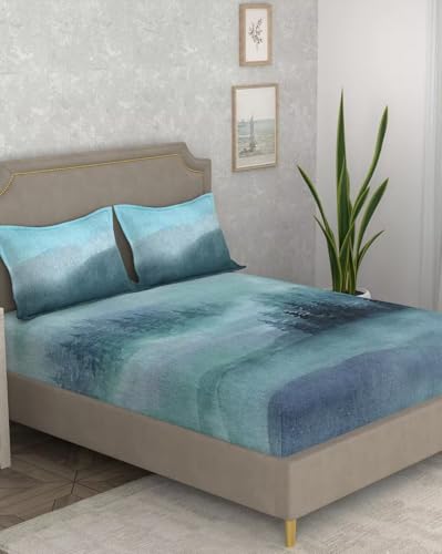 Image of Portico New York Super King Size Flat Bedsheet with 2 Pillow Covers Facets (Multicolor 5)